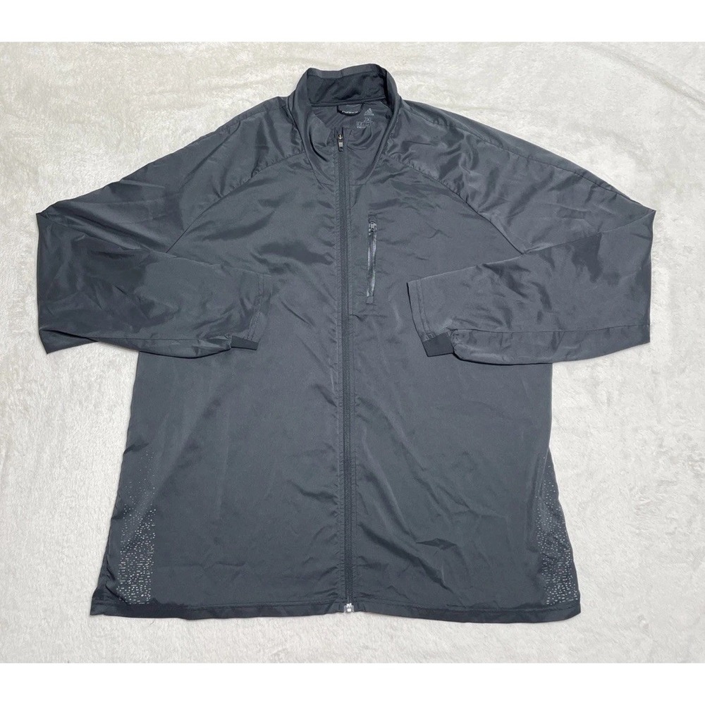 Adidas Jacket Mens 2XL Gray Reflective Lightweight Energy Running Windbreaker